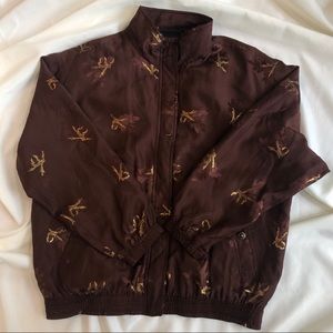 Brown and gold bomber jacket